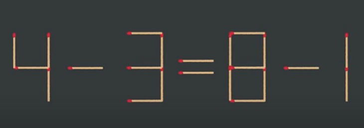 Thử tài IQ: Di chuyển một que diêm để 4-3=8-1 thành phép tính đúng- Ảnh 1.