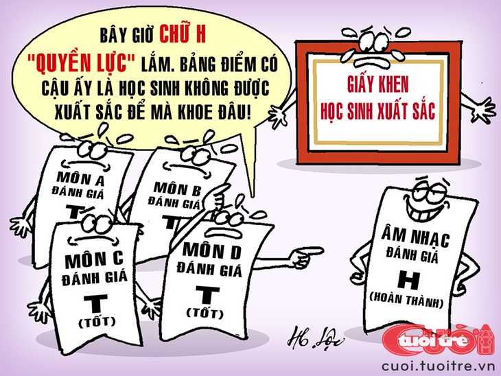 Quyền lực của chữ H trong bảng điểm - Tranh: Hữu Lộc 