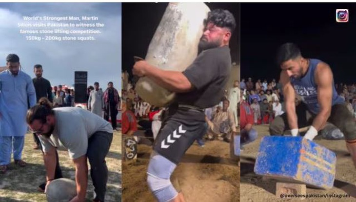 Các vận động viên Pakistan với màn nâng đá gây sốt - Ảnh: Instagram