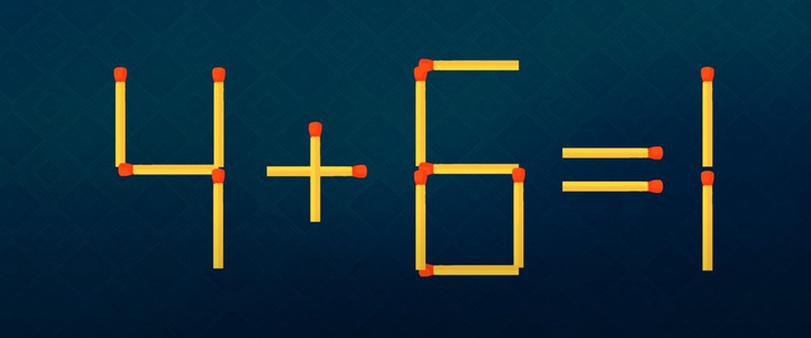 Thử tài IQ: Di chuyển một que diêm để 4+6=1 thành phép tính đúng- Ảnh 1.