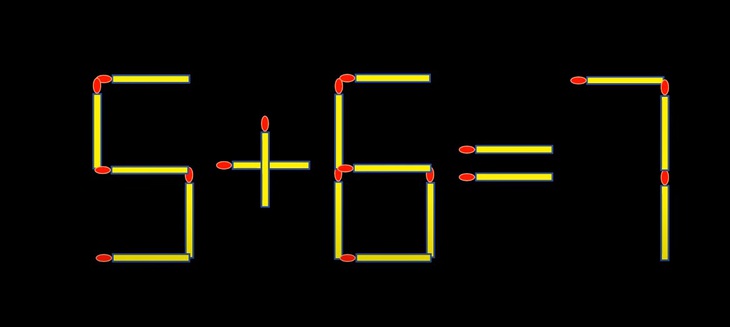 Thử tài IQ: Di chuyển một que diêm để 5+6=7 thành phép tính đúng- Ảnh 1.