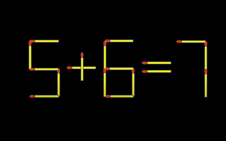 Thử tài IQ: Di chuyển một que diêm để 5+6=7 thành phép tính đúng