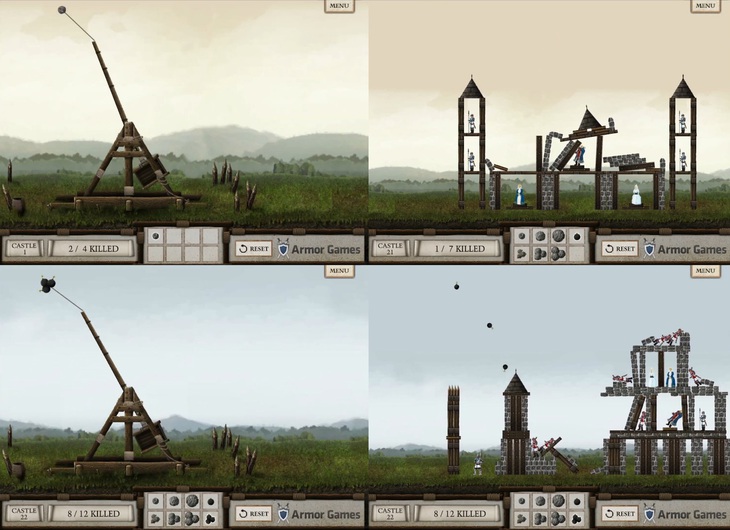 Ý tưởng gameplay của Angry Birds giống hoàn toàn game 'Crush the Castle'. Tuy nhiên Angry Birds có giao diện dễ thương hơn và thành công về marketing.