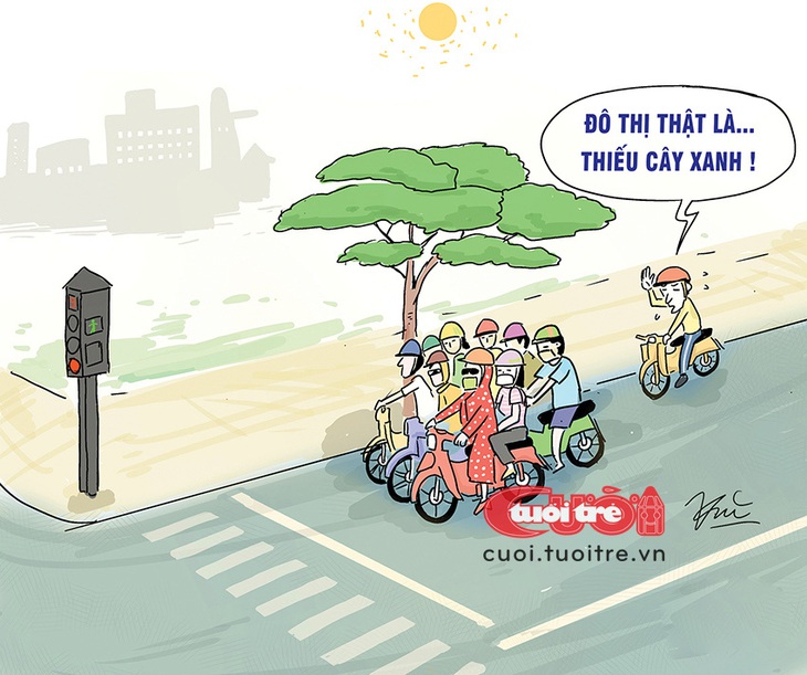 Càng nắng càng thấy quý cây xanh - Tranh: Trần Đức Văn 