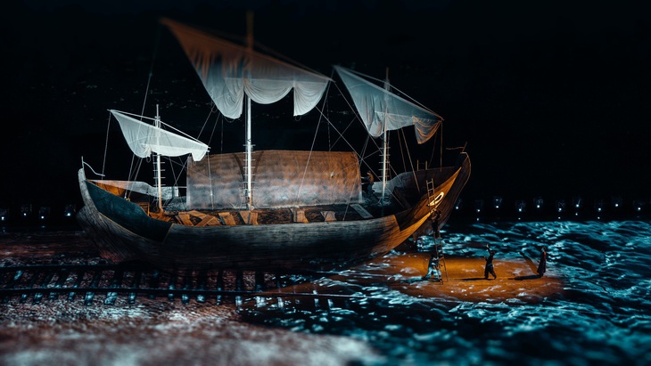 Mãn nhãn với hình ảnh mô phỏng con tàu đầu tiên do người Việt đóng ở thời Nguyễn được hạ thủy