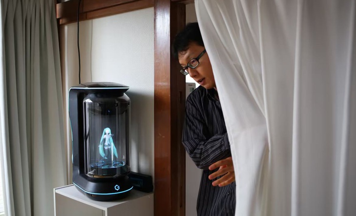 Kondo và người vợ Miku của mình khi ở trạng thái không gian 3 chiều.