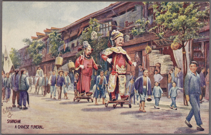 Tranh vẽ một đám tang ở Thượng Hải năm 1908. Ảnh: Wikipedia