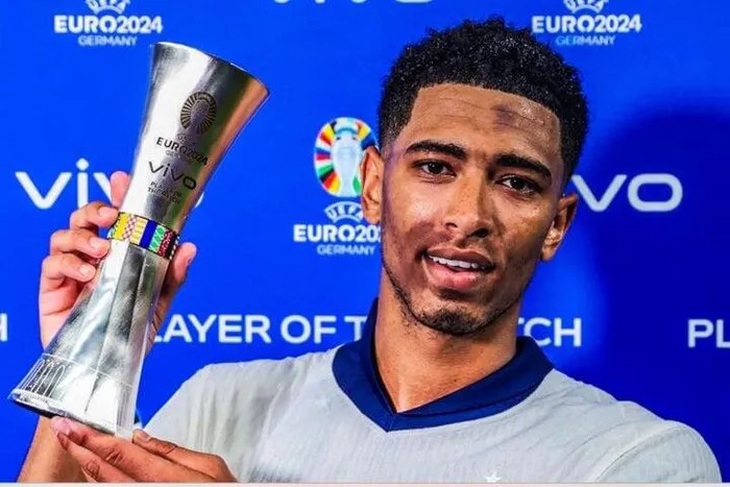Sao tuyển Anh Jude Bellingham có nhiều vết thâm trên gương mặt tại Euro 2024 - Ảnh: Getty