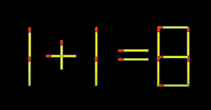 Thử tài IQ: Di chuyển hai que diêm để 4+4=1 thành phép tính đúng- Ảnh 3.