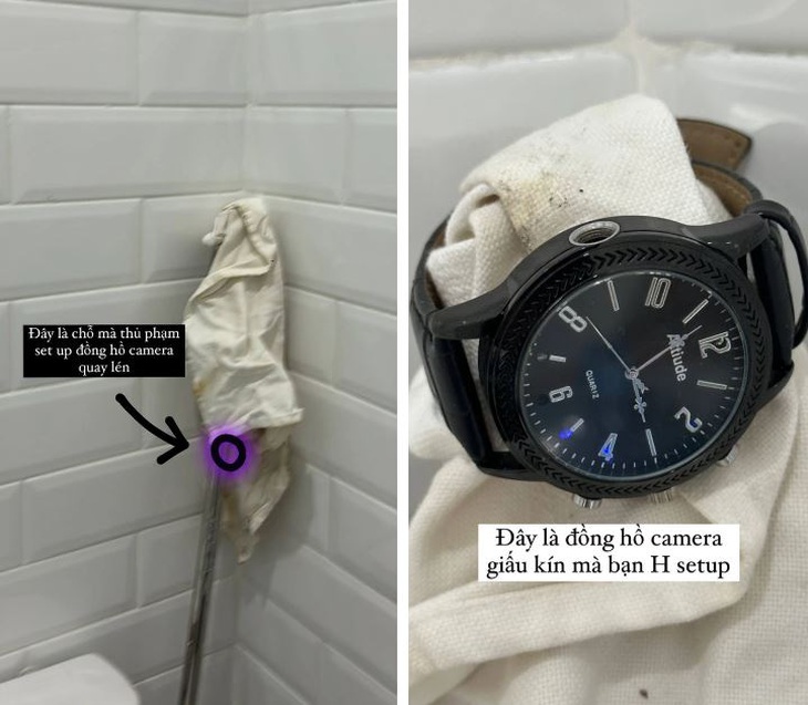 Chiếc camera được giấu trong đồng hồ đã quay lén hình ảnh Châu Bùi.