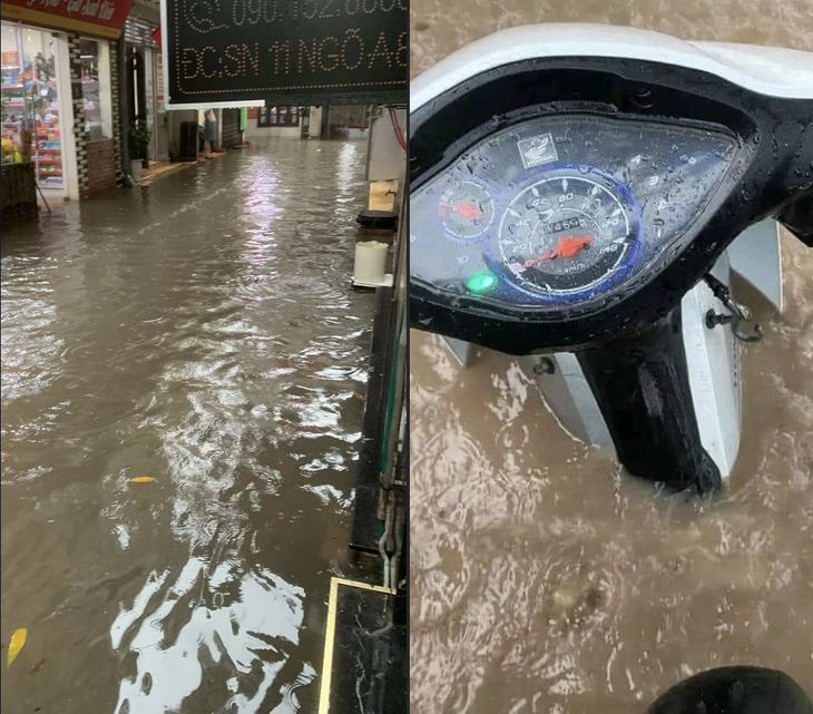 Ngập thế này... tụt người rồi. 