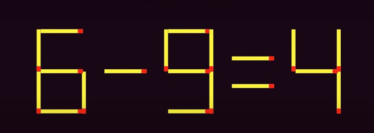 Thử tài IQ: Di chuyển hai que diêm để 6-9=4 thành phép tính đúng- Ảnh 1.