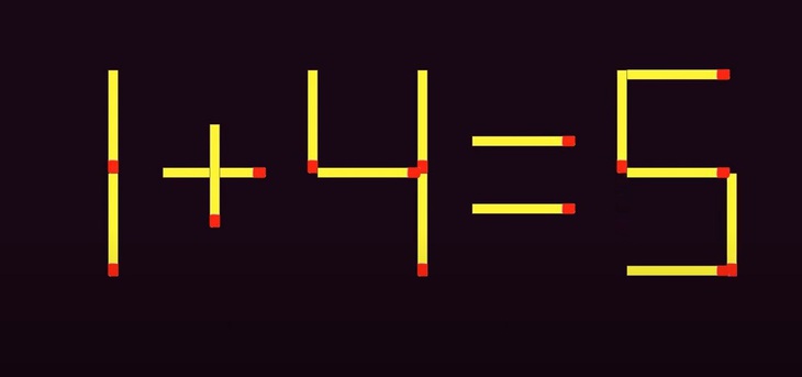 Thử tài IQ: Di chuyển hai que diêm để 1+4=2 thành phép tính đúng- Ảnh 2.