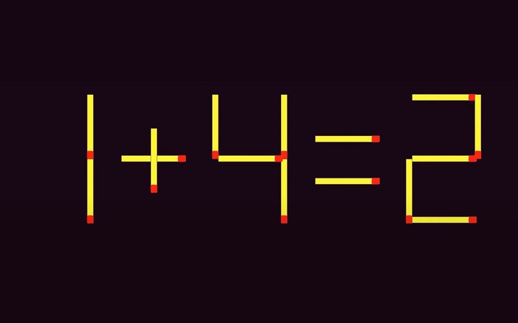 Thử tài IQ: Di chuyển hai que diêm để 1+4=2 thành phép tính đúng