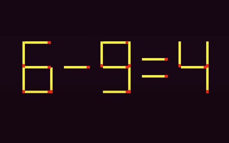 Thử tài IQ: Di chuyển hai que diêm để 6-9=4 thành phép tính đúng