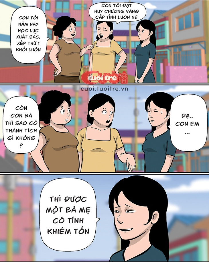 Hội khoe con đụng người phụ nữ khiêm tốn - Tranh: Vàng