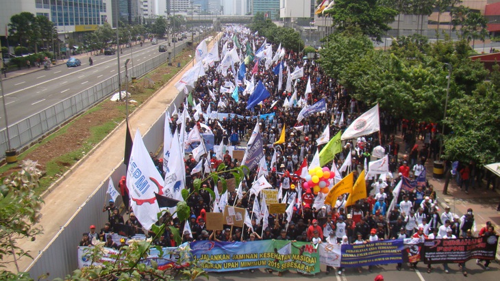 Một cuộc tuần hành của người lao động Indonesia. Ảnh: industriall-union.org