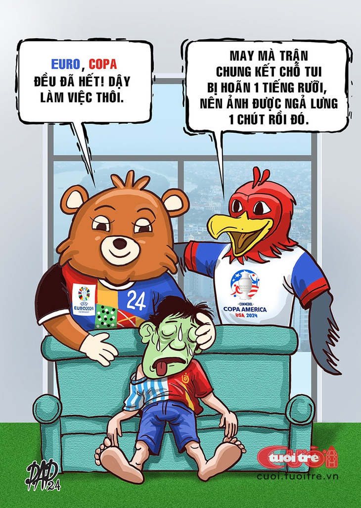 Fan hâm mộ bóng đá té xỉu ngày đầu tuần - Tranh: DAD