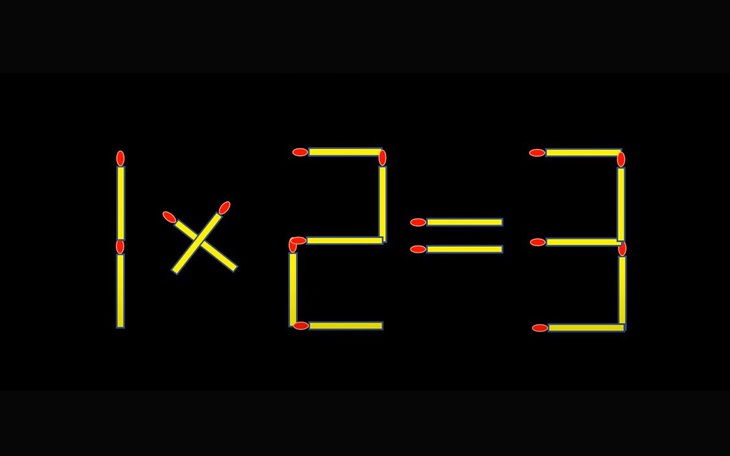 Thử tài IQ: Di chuyển một que diêm để 1x2=3 thành phép tính đúng