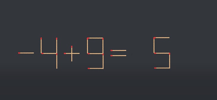 Thử tài IQ: Di chuyển một que diêm để 4+9=-5 thành phép tính đúng- Ảnh 2.