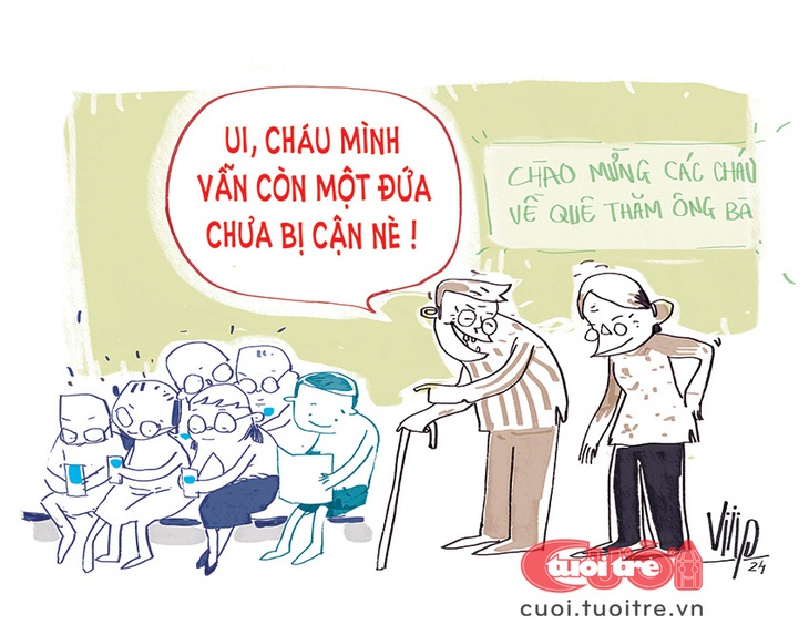 Ông bà vui mừng vì vẫn còn một đứa cháu chưa bị cận thị - Tranh: Viiip