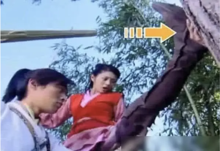 Cho dù nhận nhiều lời khen ngợi bao nhiêu thì Tiên kiếm kỳ hiệp vẫn không thoát khỏi số phận bị soi ra những hạn sạn “dở khóc dở cười". Nếu để ý kỹ, trên cây xuất hiện một bàn tay bí ẩn mà nhiều khán giả không biết của ai. Bởi, ở cảnh quay này, Hồ Ca và An Dĩ Hiên đang “combat" nhau, trong khi tay của hai nhân vật vẫn thấy rõ.