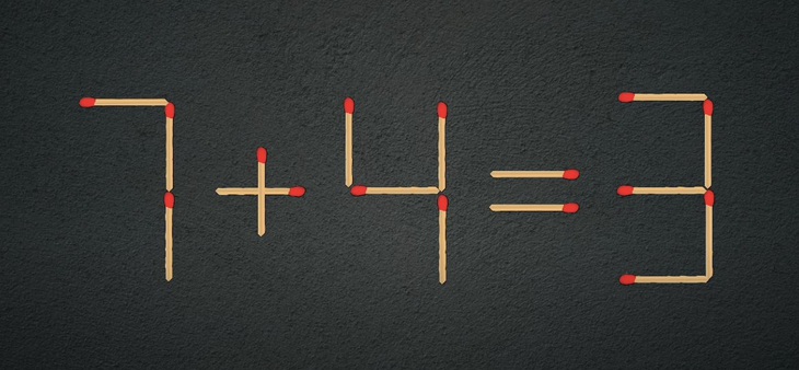 Thử tài IQ: Di chuyển một que diêm để 7+4=3 thành phép tính đúng- Ảnh 1.