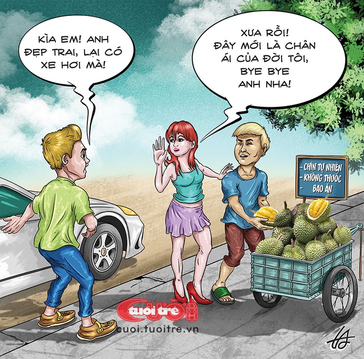 Một ngày nào đó sầu riêng có thể dùng để mua chuộc tình yêu - Tranh: Nguyễn Tuấn Anh 