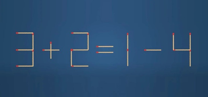 Thử tài IQ: Di chuyển một que diêm để 3+2=1-4 thành phép tính đúng - Ảnh 1.