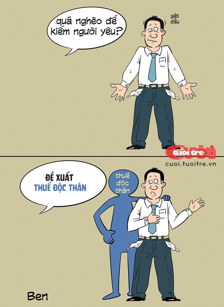 Khi dân FA bị đánh thuế độc thân - Tranh: BEN 