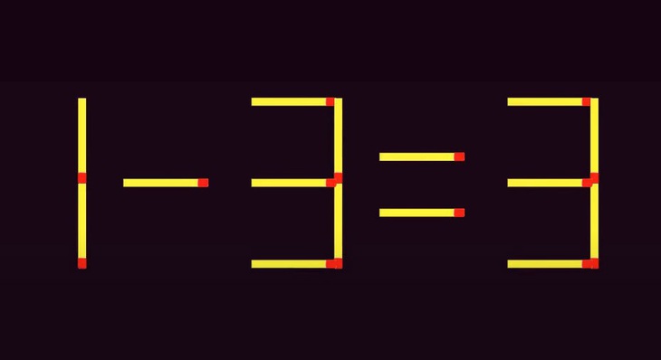 Thử tài IQ: Di chuyển hai que diêm để 1-3=3 thành phép tính đúng - Ảnh 1.
