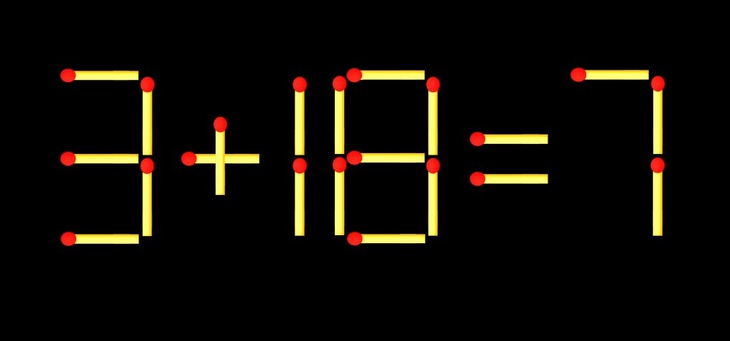 Thử tài IQ: Di chuyển một que diêm để 3+18=7 thành phép tính đúng - Ảnh 1.