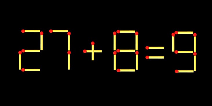 Thử tài IQ: Di chuyển một que diêm để 27+8=9 thành phép tính đúng - Ảnh 1.