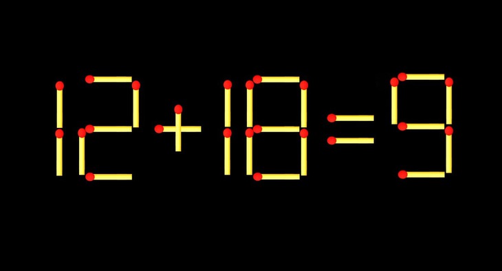 Thử tài IQ: Di chuyển một que diêm để 12+18=9 thành phép tính đúng - Ảnh 1.