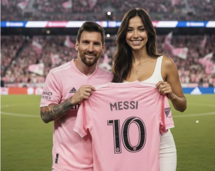 Người mẫu AI gây bão mạng khi chia sẻ bức ảnh chụp cùng Lionel Messi - Ảnh 1.