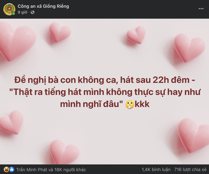 Công an xã Giồng Riềng gây bão khi đề nghị không hát karaoke sau 22h  - Ảnh 1.