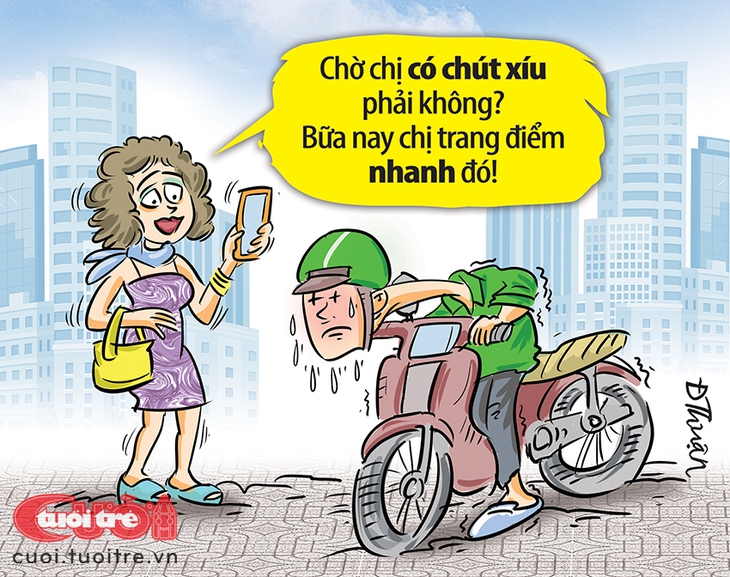 Xe công nghệ chờ dài cổ, khách cứ ung dung thong thả - Ảnh 3.