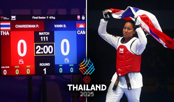 Võ sĩ taekwondo Thái Lan thắng bán kết rồi nhận luôn HCV SEA Games 33 - Ảnh 1.