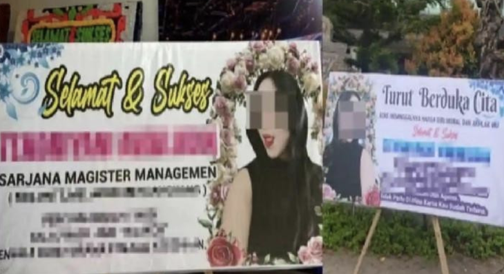 Người vợ 'tặng' băng rôn cho tiểu tam tại lễ tốt nghiệp - Ảnh 1.