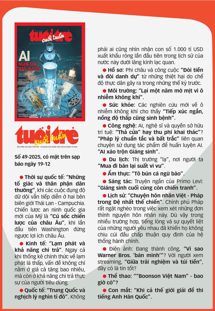 Tuổi Trẻ Cuối Tuần số 49-2025: AI, nghệ sĩ & bản quyền - Ảnh 2.