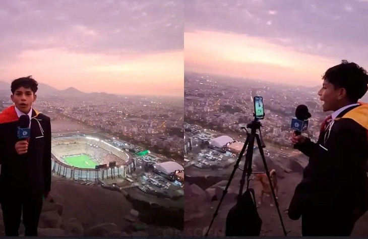Cậu bé 15 tuổi gây sốt khi tường thuật trận chung kết Copa Libertadores từ trên núi - Ảnh 1.