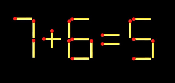 Thử tài IQ: Di chuyển một que diêm để 7+6=5 thành phép tính đúng - Ảnh 1.