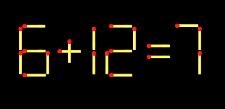 Thử tài IQ: Di chuyển một que diêm để 6+12=7 thành phép tính đúng - Ảnh 1.