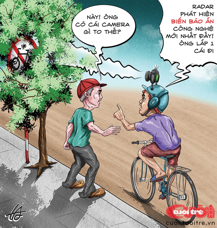 Biển báo lấp ló làm khó người đi đường - Ảnh 2.