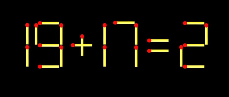 Thử tài IQ: Di chuyển một que diêm để 19+17=2 thành phép tính đúng - Ảnh 1.