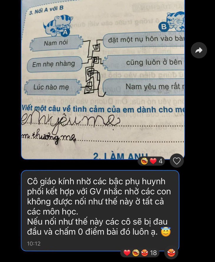 Ảnh vui 26-2: Cô giáo cho học sinh làm bài tập 'Nối A với B' - Ảnh 1.