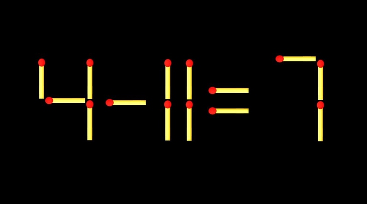 Thử tài IQ: Di chuyển một que diêm để 4-11=7 thành phép tính đúng - Ảnh 1.