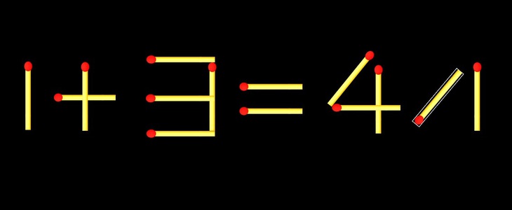 Thử tài IQ: Di chuyển một que diêm để 1+3=47 thành phép tính đúng - Ảnh 1.