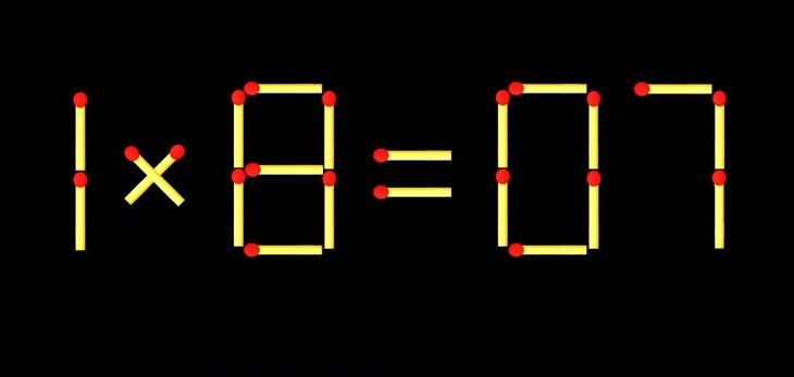 Thử tài IQ: Di chuyển một que diêm để 1x8=07 thành phép tính đúng - Ảnh 1.