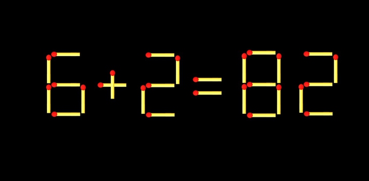 Thử tài IQ: Di chuyển một que diêm để 6+2=82 thành phép tính đúng - Ảnh 1.